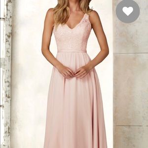 Pink lace floor length dress